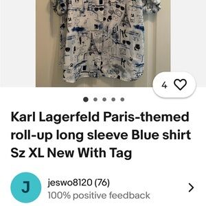 Karl Lagerfeld Blue Graphic Button Down Shirt